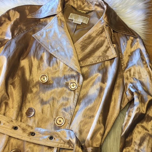 Michael Kors Metallic Gold Trench Coat M - Picture 3 of 14